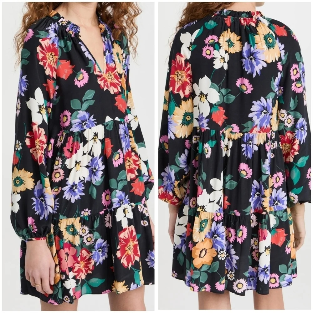 Yumi Kim Eternal Sunshine Vicky Dress, Ruffled Neck, Tiered Flowy Skirt, EUC!